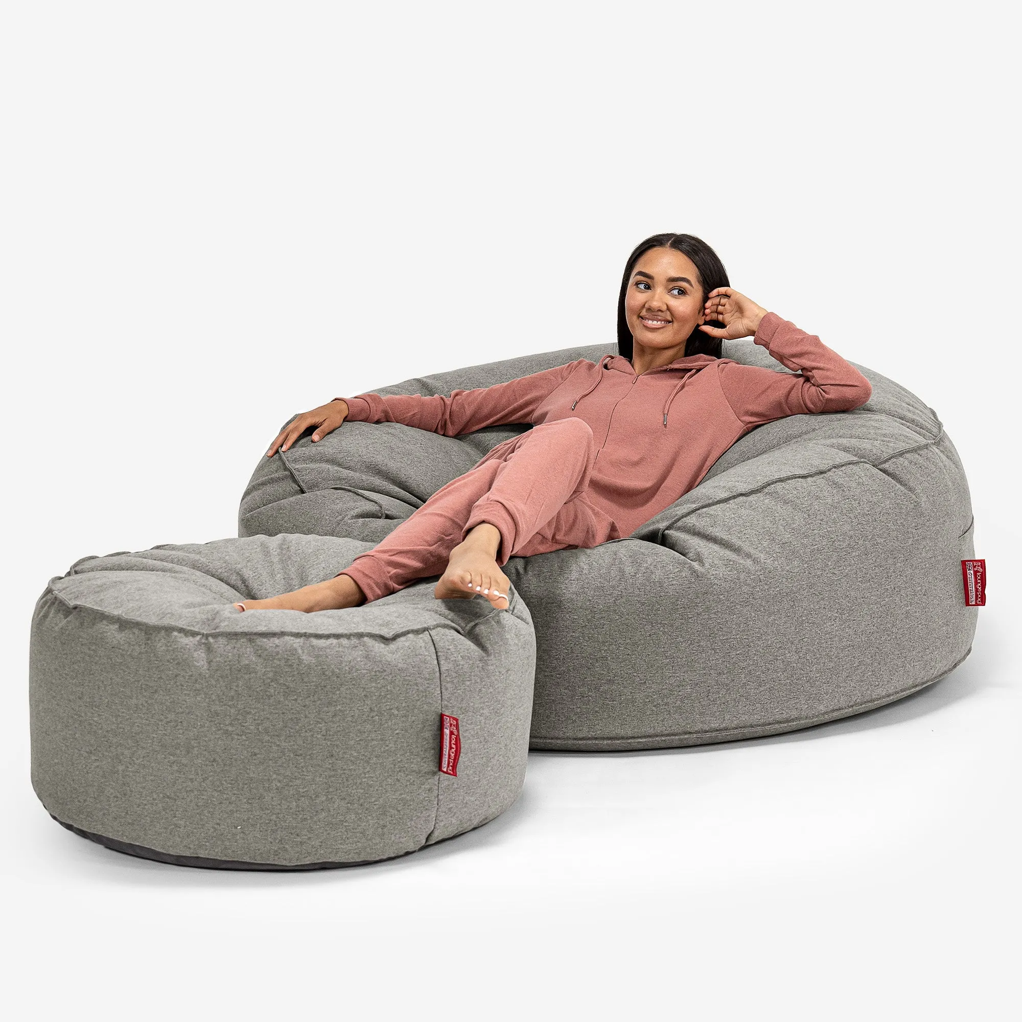 Mega Mammoth Bean Bag Sofa - Interalli Wool Silver