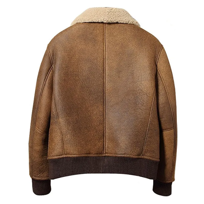 Mens Best Winter Sheepskin Shearling Bomber Leather Jacket