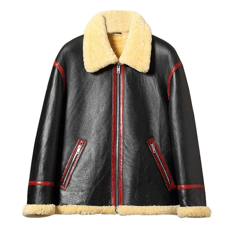 Mens Best Winter Vintage Sheepskin Shearling Flying Jacket