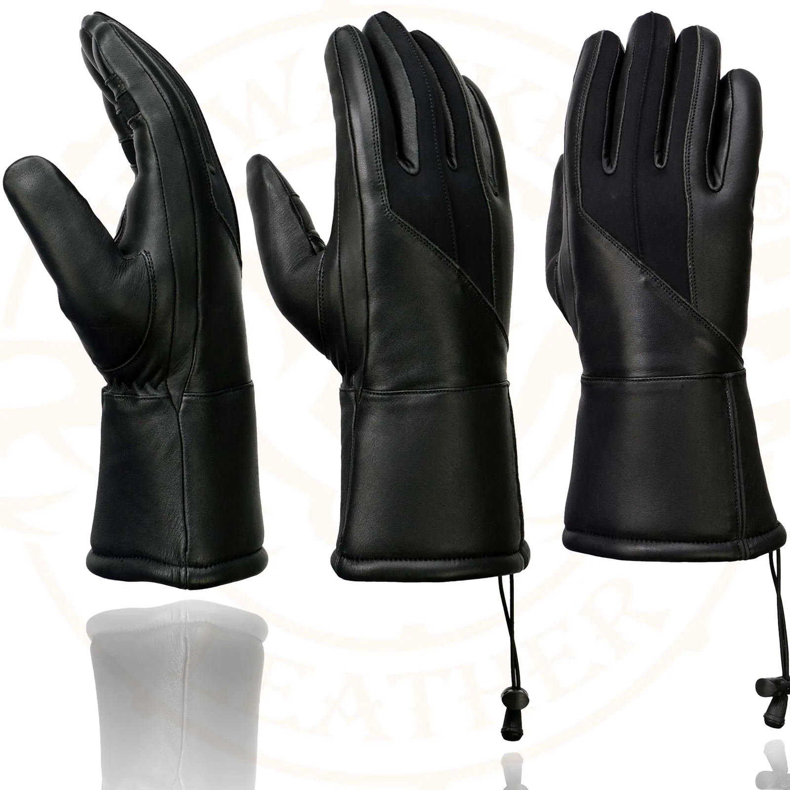 Milwaukee Leather MG7701 Women's Leather Biker Insulated Gauntlet