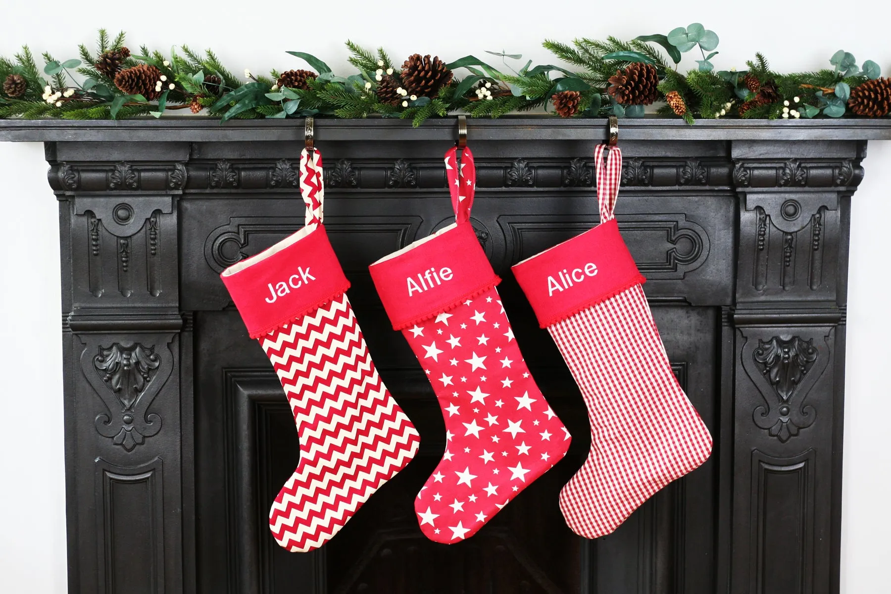 Personalised Christmas Stocking and Santa Sack Set RED SPOTS