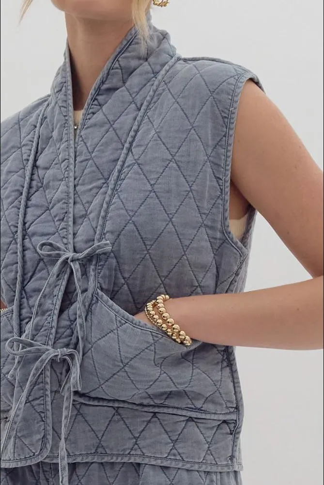 Quilted Denim Vest by Entro