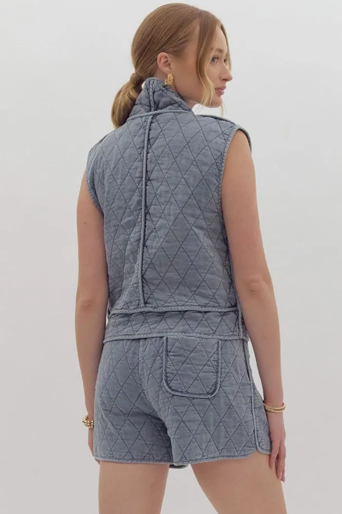 Quilted Denim Vest by Entro