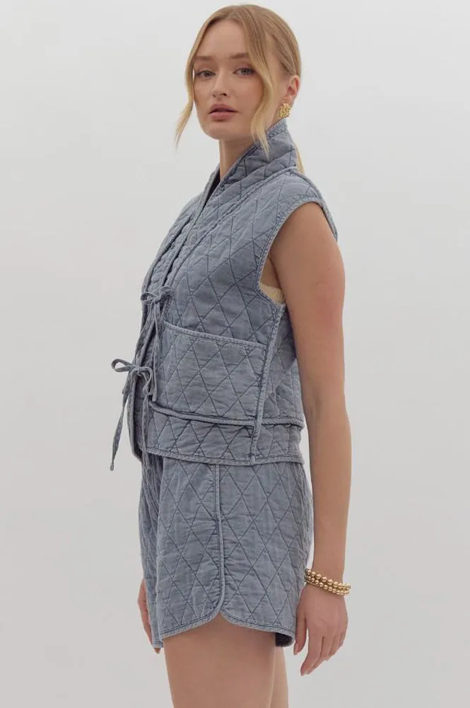 Quilted Denim Vest by Entro