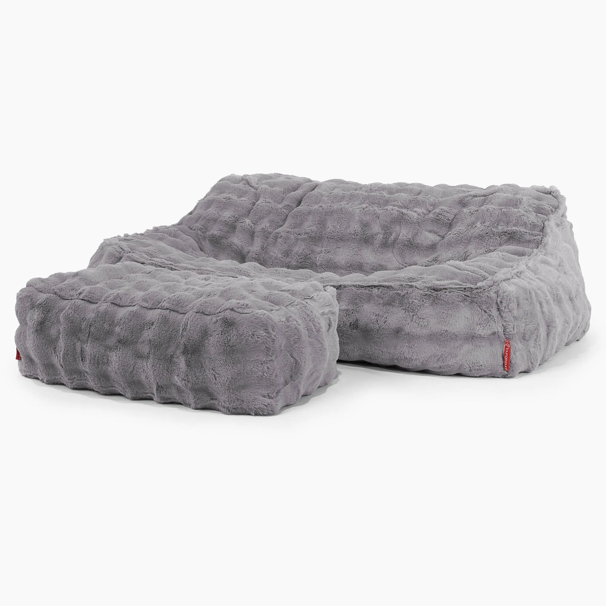 Sloucher Bean Bag Sofa - Bubble Faux Fur Grey