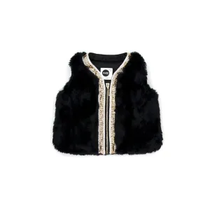 Sudo Mini Miss Molly Faux Fur Vest-Atomic Black