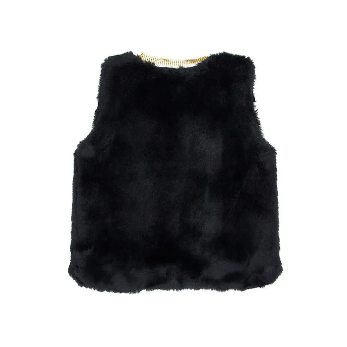 Sudo Miss Molly Faux Fur Vest-Atomic Black