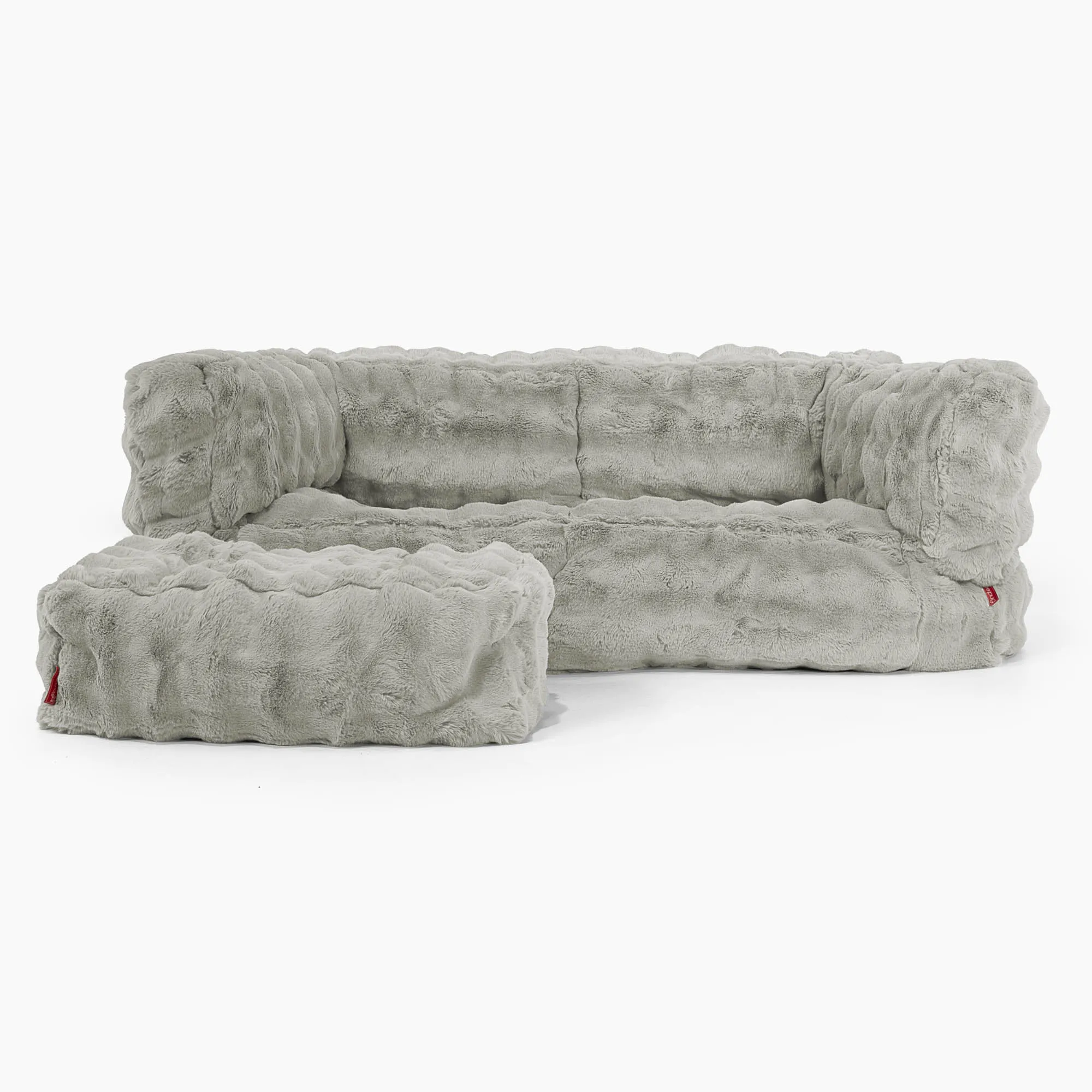 The 2 Seater Albert Sofa Bean Bag - Bubble Faux Fur Sage Green