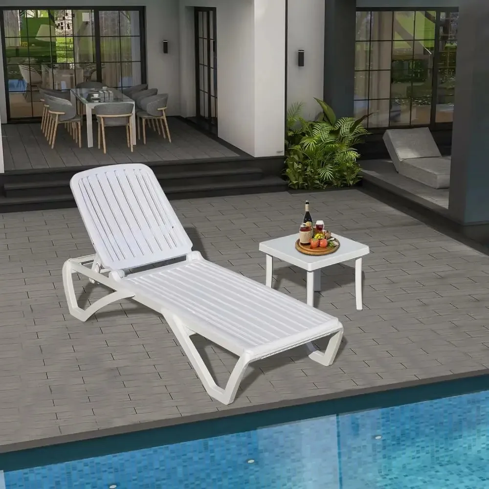 White Plastic Patio Chaise Lounge Sets