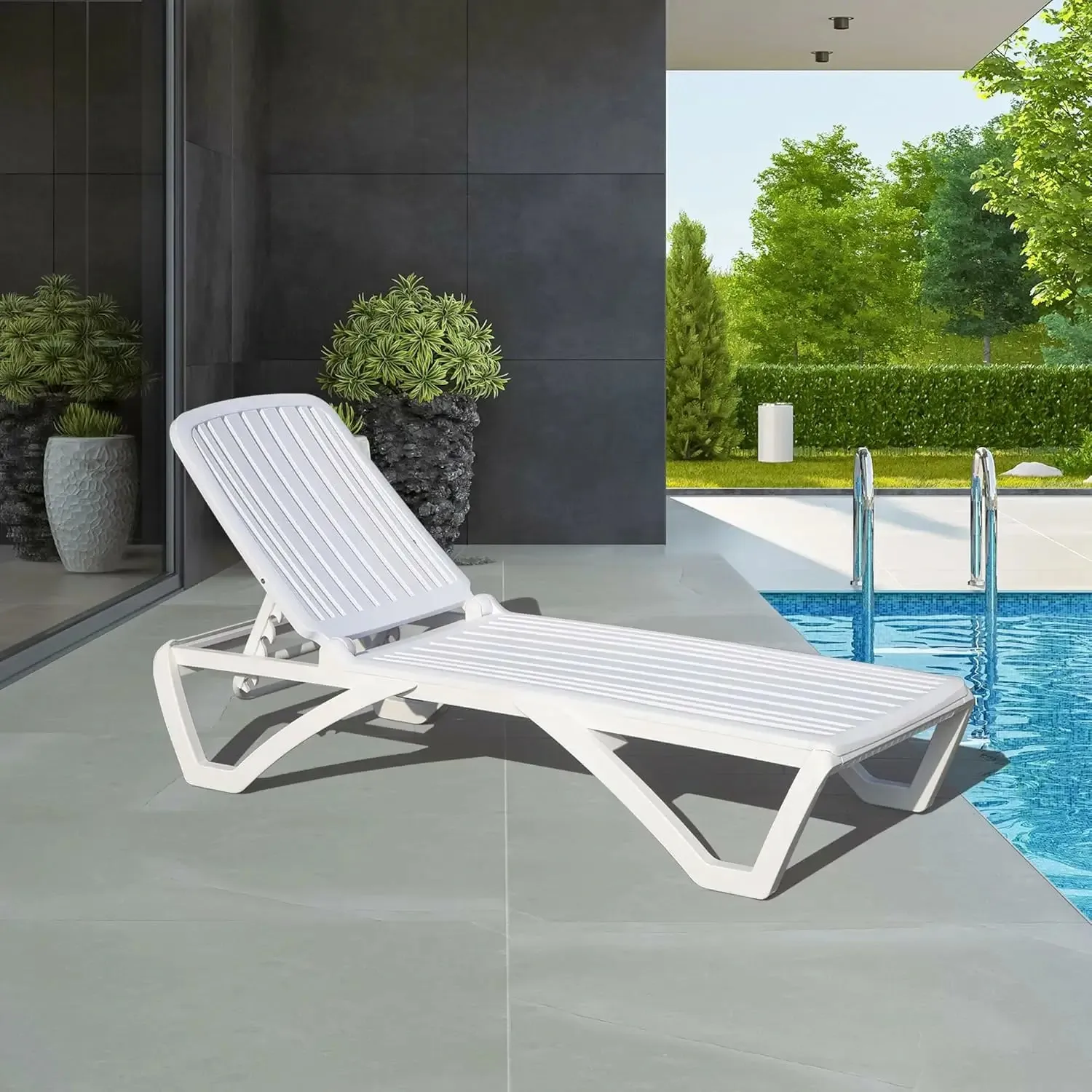 White Plastic Patio Chaise Lounge Sets