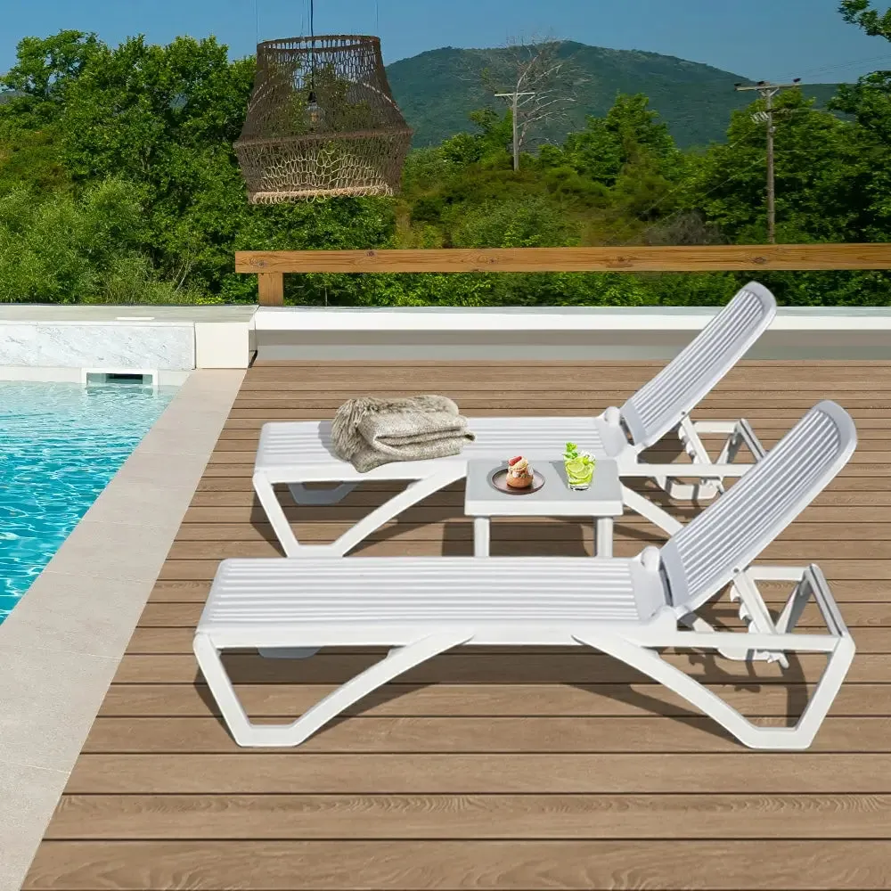 White Plastic Patio Chaise Lounge Sets