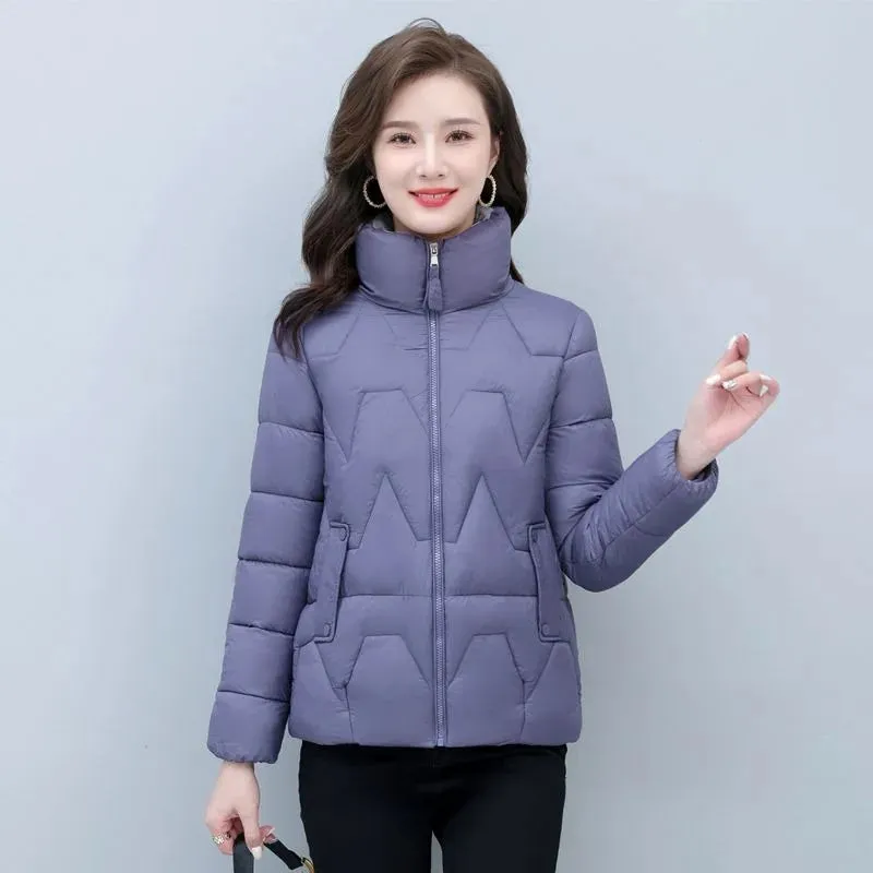 Winter 2024 New Down Jacket Women Parkas Cotton-Padded Coat Female Temperament Overcoat Short Korean Stand-UP Outerwear Tide Top