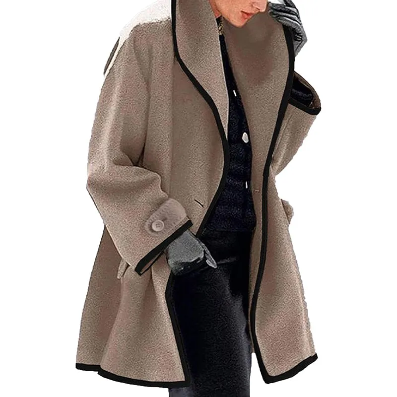 Womens Winter Solid Color Long-sleeve Loose Hooded Jacket