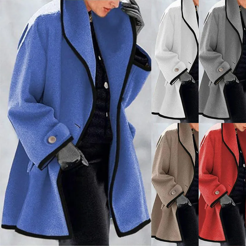 Womens Winter Solid Color Long-sleeve Loose Hooded Jacket